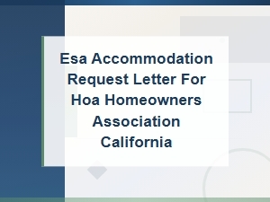Esa Accommodation Letter for Hoas in California