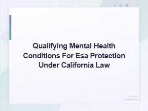Qualifying Mental Health Conditions for Esa in California