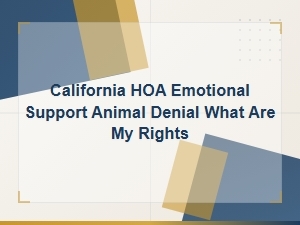 California Hoa Denied Your Emotional Support Animal: Know Your Rights